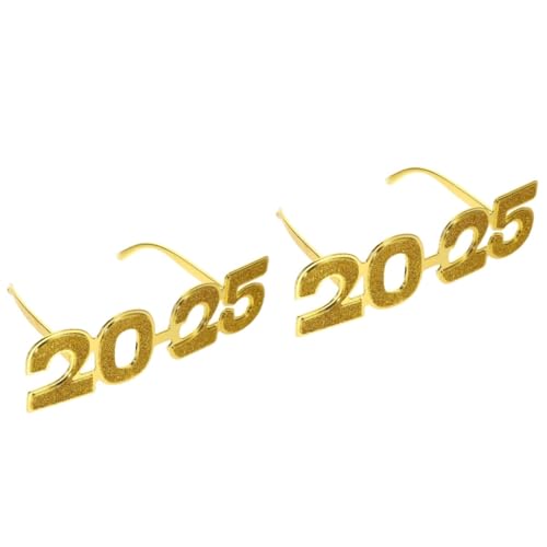 PRETYZOOM 2 Paar 2025 Brille Partybrille 2025 Sonnenbrille 2024 Lustige Partybrille Frohe Silvesterbrille Silvesterdekoration Glitzernde Weihnachtsbrille Partybrillen Der Klasse 2025 Stk von PRETYZOOM