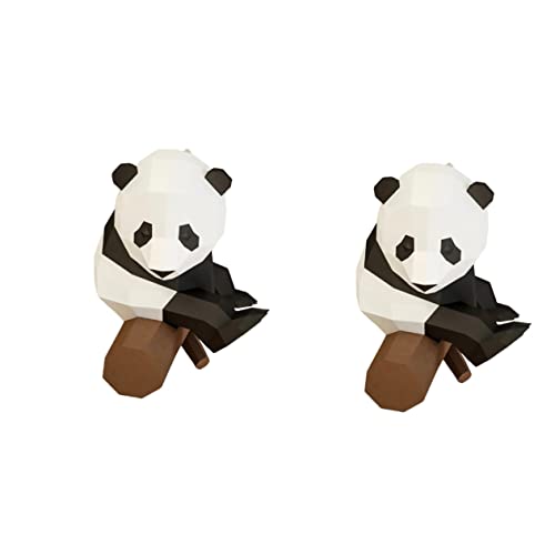 PRETYZOOM 2 STK Ornament-Spielzeug tierische dekorative Figur tierisches papierhandwerk 3D-Tierpapier Desk Decoration Panda Decoration Origami-Papier 3D-Papiermodell handgeformte Dekoration von PRETYZOOM