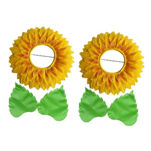 PRETYZOOM 2 Sätze Kopfschmuck aus Sonnenblumen Sonnenblumenkopfschmuck Sonnenblumendekoration faschingskostum Cosplay-Sonnenblumen-Kopfbedeckung Halloween-Blumenkopfbedeckung Seidentuch von PRETYZOOM