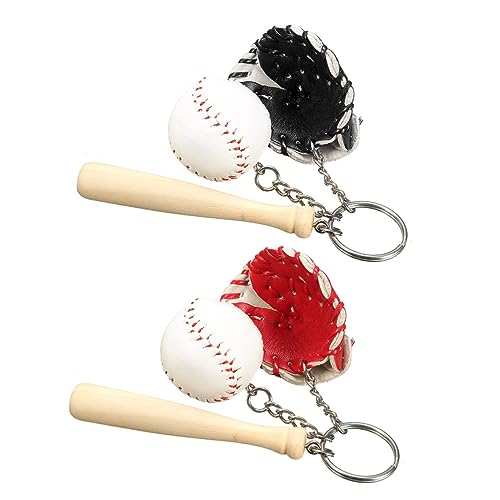 PRETYZOOM 2 Satz Baseball-Anzug portable geschier Key chain geburtstags schlusselhalterung ornament Baseball-Schlüsselanhänger aus Holz Baseball-Modell-Schlüsselanhänger hölzern von PRETYZOOM