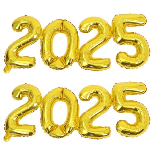 PRETYZOOM 2 Stück Zahl 2025 Folienballons Für Neujahrsfeier Gold 2025 Luftballons Für Silvesterpartyzubehör 2025 Neujahrspartydekorationen von PRETYZOOM