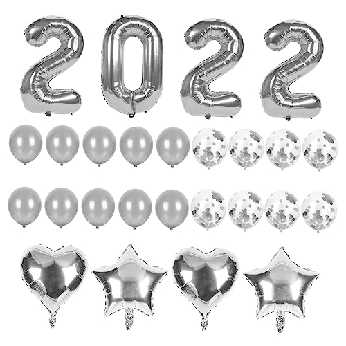 PRETYZOOM 2022 Neujahrsballon Set Silberne Und Aluminiumfolienballons Für Neujahrsdekorationen Home Pendant Silvesterfeier Und Graduation Events von PRETYZOOM