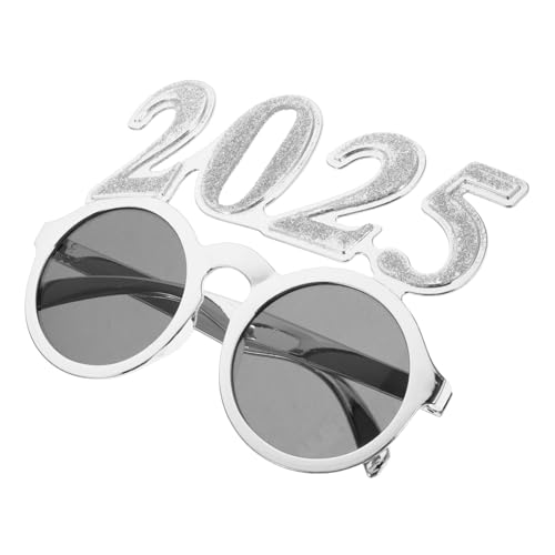 PRETYZOOM 2025 Brille Partygeschenke Neujahrs- Silvesterdekoration vierte individuelle Aufnahme Partyzubehör Brillen lustige Tanzbrille Kostümzubehör für das Neue Jahr STK Silver von PRETYZOOM