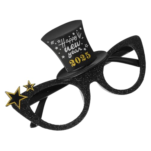 PRETYZOOM 2025 Fasching Brille Partyzubehör Lustige Brille Party Dekoration partybrille Abschlussbrille frohes neues Jahr Brille Anzahl Brillen Kostümzubehör für das Neue Jahr STK Black von PRETYZOOM