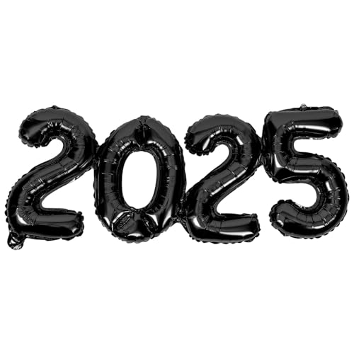 PRETYZOOM 2025 Neujahrsballons 1 Set Riesige Jumbo-Klasse von 2025 Zahlenballons aus Aluminiumfolie Silvester-Abschlussballons für Neujahrsdekorationen Absolventenparty Schwarz von PRETYZOOM