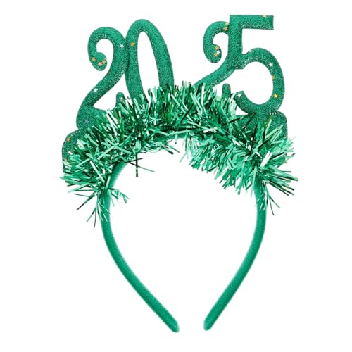 PRETYZOOM 2025 Stirnband Weihnachtsfeier Partygeschenke glitzernde Haarreifen Neue Jahr Party Haarreifen Digitales Haarband Silvester Partyhüte Glitzer-Neujahrs-Headbopper Stoff Green von PRETYZOOM