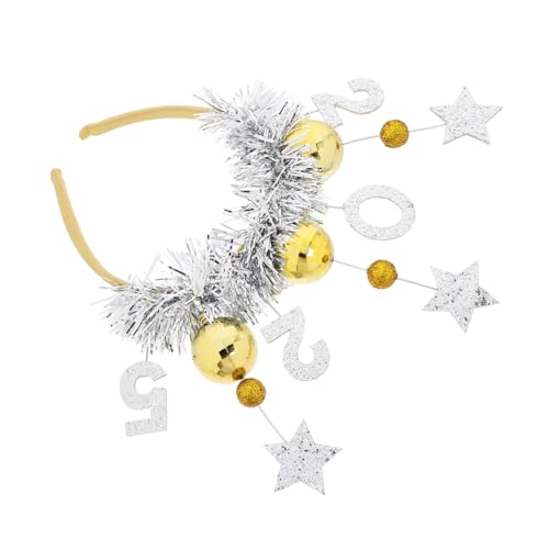 PRETYZOOM 2025 neues jahr stirnband Kopfschmuck für das neue Jahr Silvester-Party-Accessoires Neujahr Haarband Party Haarband Neujahrskostüm Party-Stirnbänder für Erwachsene Stoff Golden von PRETYZOOM