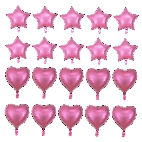 PRETYZOOM 20St Ballon-Ornamente Sternballons Dekorationen aus Herzballons Herz Dekor Ballonfüllmaschine Partyballons Folienballons Herzballonverzierung Pentagramm-Ballonverzierung Rosa von PRETYZOOM