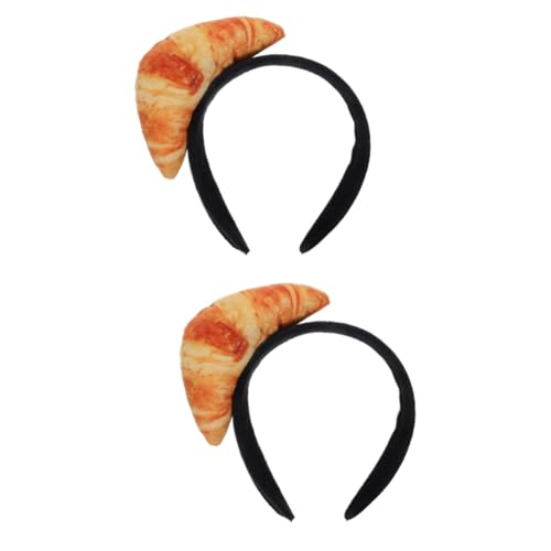 PRETYZOOM 2St Croissant-Stirnband Simulation von Lebensmittel-Haarreifen Stirnband verkleiden Kostümzubehör Lustige Haarbänder Simulation Essen Stirnbänder für Party Cosplay-Stirnband Stoff von PRETYZOOM