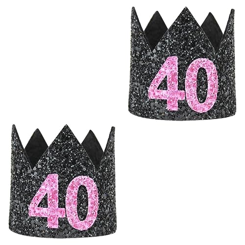 PRETYZOOM 2St Glitzerhut Geburtstag Kopfschmuck Hüte zum 40. Geburtstag lustiger Partyhut Zahl Geburtstag babyshowerparty einschlaflicht erwachsene Kronenhut zum Geburtstag Geburtstagskappe von PRETYZOOM