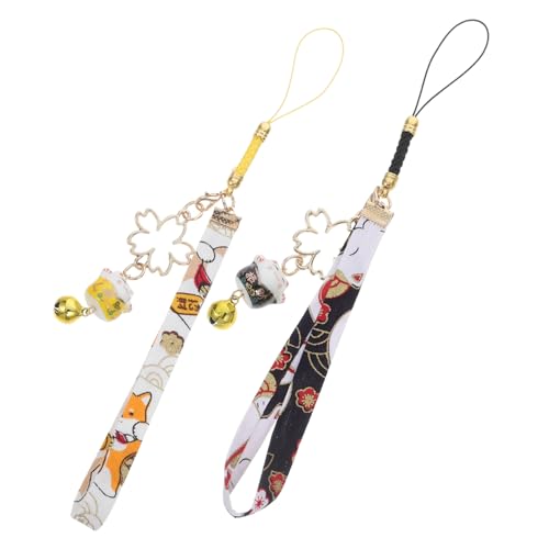 PRETYZOOM 2St Glückskatzen-Handyanhänger Japanischer Katzenanhänger Keramik Katzenanhänger Haltbares Glückskatze Anhänger Handy-Lanyard-Anhänger Schlüsselanhänger Zinklegierung von PRETYZOOM