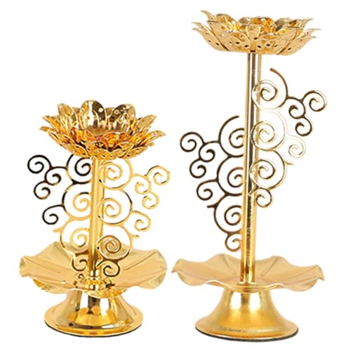 PRETYZOOM 2St Leuchter Wachs Schmelzen wärmer Wachsschmelzer für Duftwachs Lotuskerze Brenner LED kerzenhalter Candle Liner Butterlampenfassung Figur im buddhistischen Stil Legierung Golden von PRETYZOOM