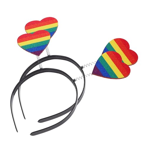 PRETYZOOM 2St Regenbogen-Stirnband fasching haarreif haarband karneval Kopfbedeckung mit Regenbogenmotiv turban yeat CSD Haarreif Make-up-Stirnband Dekorationen Haarschmuck Kunststoff von PRETYZOOM