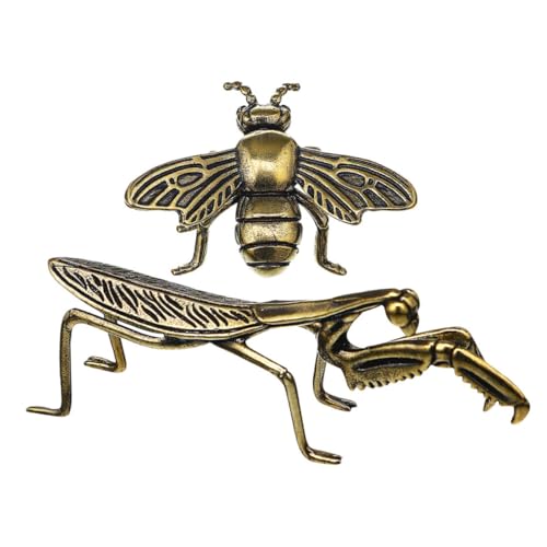 PRETYZOOM 2St Teezeremonie Dekoration sammlerstücke Bienen- Tee Haustier dekoratives Sammlerstück Gartenverzierung Mantis-Schmuck Miniatur-Bienenfigur-Cartoon Desktop-Ornament Kupfer von PRETYZOOM