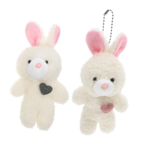 PRETYZOOM 2St errötendes Häschen Plüschtiere Tasche Charme ausgestopft Mini geburtstagsgeschenk Hase Dekoration Süßer Plüschbunny Hase Schlüsselanhänger Plüsch-Anhänger von PRETYZOOM