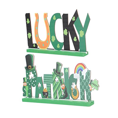 PRETYZOOM 2St hölzerne Ornamente St. Patricks Tischdekoration Mittelstücke Boho irisch adventsgeschenke bürodeko st. Patricks Themendekorationen st. Patricks Day Ornament Holz Green von PRETYZOOM