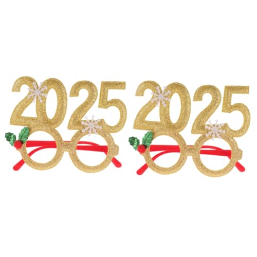 PRETYZOOM 2st Digitale Brille Weihnachtsbrillenrahmen 2025 Glitzer-sonnenbrille Abschlussbrille Abschlussfeier Brille 2025 Zahlenbrille Weihnachtsfeier Gefallen Kunststoffe Und Harze Golden von PRETYZOOM