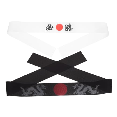 PRETYZOOM 2st Japanisches Ninja-kopftuch Sonne Stirnband Japanisches Sushi-koch-stirnband Hachimaki-karate-stirnband Ninja-stirnbänder Bushido-haarband Sushi-koch-kostüm Ninja-hut Polyester von PRETYZOOM