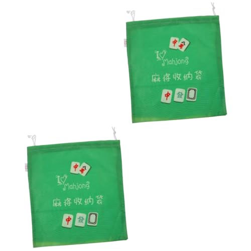 PRETYZOOM 2st Mahjong-aufbewahrungstasche Chinesische Mahjong-tasche Leere Spieltasche Mit Kordelzug Mahjong-fliesenhalter Zur Aufbewahrung Mahjong-spieltasche Handtasche Oxford-stoff Green von PRETYZOOM