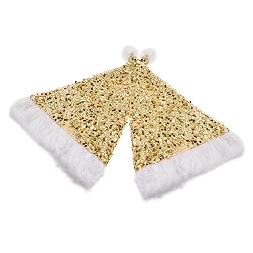 PRETYZOOM 2st Pailletten-weihnachtsmütze Weihnachtsmütze Urlaub Für Erwachsene Glänzende Bling-schädelkappe Weihnachtsfeier Mütze Zarte Paillettenkappen Bulk-hüte Plüschstoff Yellow von PRETYZOOM