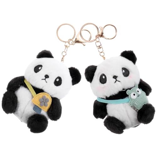 PRETYZOOM 2st Panda-schlüsselanhänger Tierische Schlüsselanhänger Hase Tierspielzeug Panda- Affenspielzeug Kleine Kuscheltiere Taschenanhänger Süße Schlüsselanhänger Pp Baumwolle von PRETYZOOM