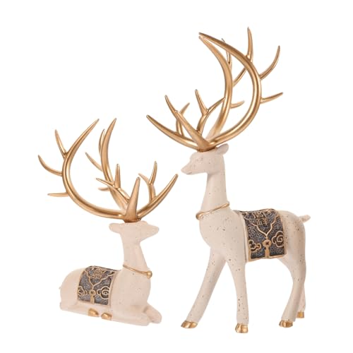 PRETYZOOM 2pcs Harz Hirsch Dekorationen Hause Ornament Verzierungen Kreative Handwerk Hirsch Für Wohnzimmer Büro von PRETYZOOM