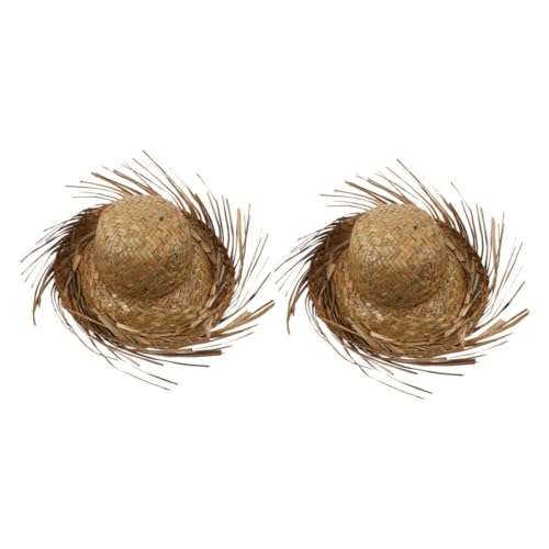 PRETYZOOM 2st Strohhut Handgewebter Hut Disco-hut Hawaiianischer Strandhut Bauern-halloween-kostüm Beachcomber-hut Sombrero-hut Sommermützen Für Damen Mexikanischer Partyhut Bauernhut Beige von PRETYZOOM