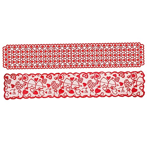 PRETYZOOM 2st Tischläufer Zum Valentinstag Rote Tischdecken Tischtuch Thanksgiving-tischdecke Boho- Boho-raumdekor Party-tischdecke Runde Tischdecke Partytischdecke Polyester-Material von PRETYZOOM