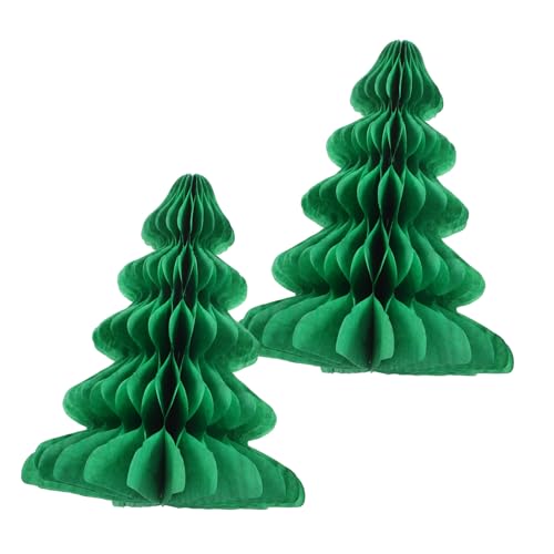 PRETYZOOM 2st Weihnachtsbaum Aus Papier Lichterketten Weihnachtsbeleuchtung Papierbäume Zur Dekoration Christbaumschmuck Für Den Schreibtisch Waben Tischdekoration Weihnachten Green von PRETYZOOM