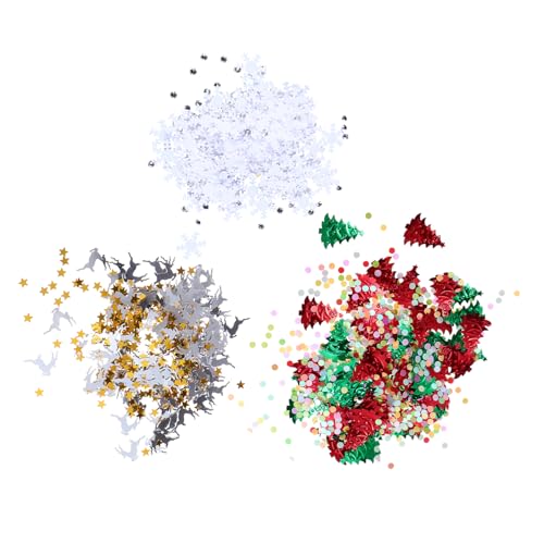 PRETYZOOM 3 Packungen Weihnachtskonfetti Schneeflocken Tischkonfetti Weihnachtskonfetti Verzierung Rotes Tischkonfetti Weihnachtstischkonfetti Weihnachtsparty Konfetti von PRETYZOOM