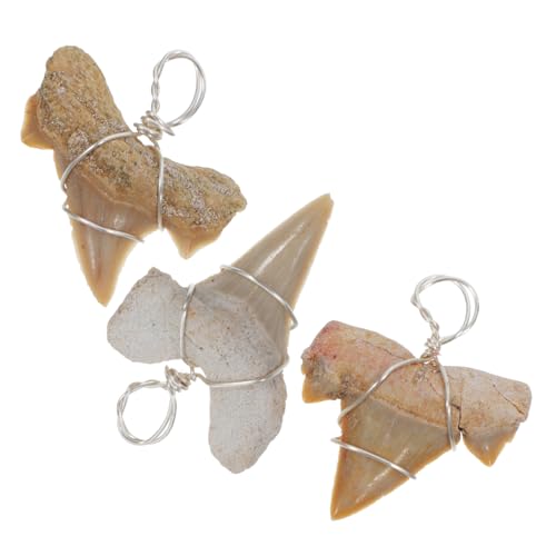 PRETYZOOM 3 Sätze Anhänger Ohrringe Schmuck Schlüsselanhanger Halsketten Kunststoff Dinosaurier Haken Plüsch Charms-ornamente Simulierte Haifischzähne Zum Basteln Beige 3 Stück * 3 von PRETYZOOM