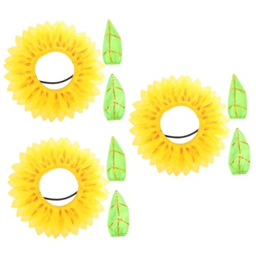 PRETYZOOM 3 Sätze Kopfschmuck Aus Sonnenblumen Dekor Kleidung Kopfbedeckung Cosplay-Sonnenblumen-Kopfbedeckung Sonnenblumenkostüm Für Kinder Cosplay-blumenkopfbedeckung Seidentuch von PRETYZOOM