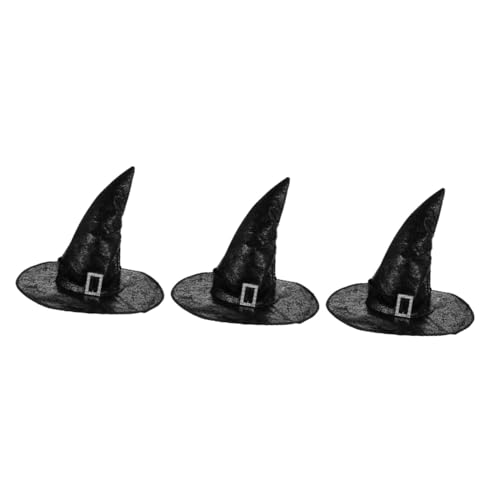 PRETYZOOM 3 Stk Hexenhut Kopfschmuck Zauberer Zubehör Kostüm Halloween-requisiten Hexen-partyhüte Kopfverzierung Des Zauberers Verrückte Hüte Für Erwachsene Krippenzubehör Kunstleder Black von PRETYZOOM