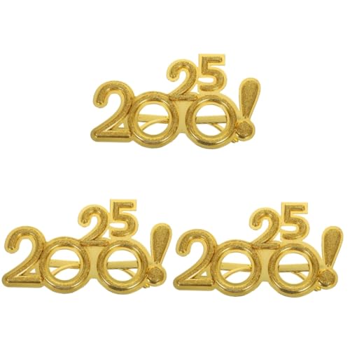 PRETYZOOM 3 Stück 2025 2025 Neujahrsbrille Neujahrsparty-brille Abschlussbrille Partybrillen Für Das Neue Jahr Silvester Brille Neujahrszahl-brillen Gläser Silvester-partyhüte 2025 Stk von PRETYZOOM