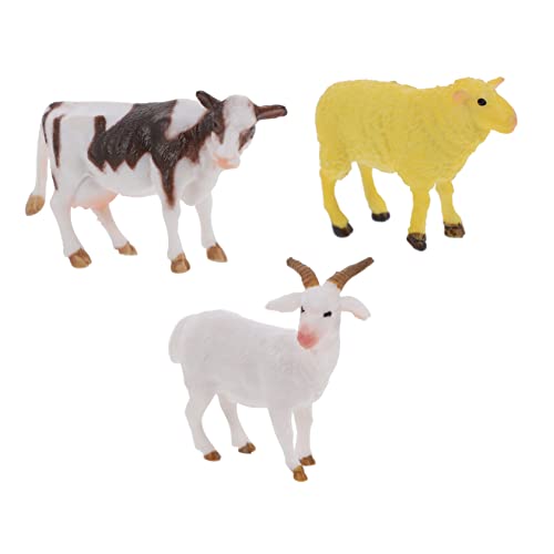 PRETYZOOM 3 Stück Rinder Und Schaf Ornamente Nutztierfiguren Sammlerstücke Kuh Mini Tiere Künstliche Tier Dekoration Tierimitat Ornament Heimdekoration Simuliertes von PRETYZOOM