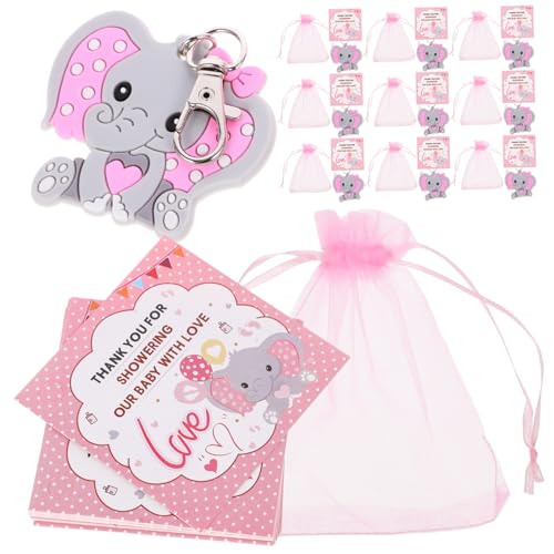 PRETYZOOM 30 Sätze Elefanten-Schlüsselanhänger Schlüsselanhänger mit rosa Elefanten Babyparty-Souvenir komfetti niedliche Babybesteckset zur Babyparty PVC von PRETYZOOM