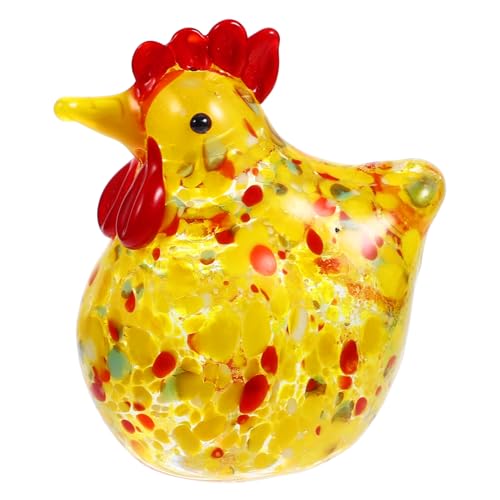 PRETYZOOM 3St Hühnerverzierung aus Glas Home-Desktop-Huhn Henne Figur Handwerk Henne Verzierungen Hühnerornament Huhn Glaskunst Huhn Glasfigur bastelset Hühnerstatue Henne Ornament Yellow von PRETYZOOM