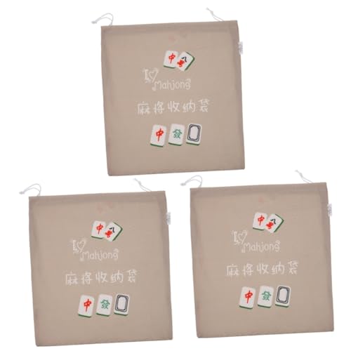 PRETYZOOM 3St Mahjong-Aufbewahrungstasche Mahjong-Beutel Mahjong-Fliesen-Tasche Mahjong Aufbewahrungstasche Mahjong Kartenbeutel Mahjong-Halter aus Stoff Tragbarer Mahjong-Behälter Khaki von PRETYZOOM