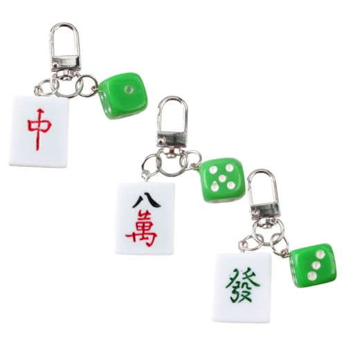 PRETYZOOM 3St Mahjong-Schlüsselanhänger Kette Schlüsselbund Ringe Plüschspielzeug Gold Taschendekoration Tasche hängende Stütze DIY-Anhänger Mahjong hängend schmücken Mahjong-Anhänger Metall von PRETYZOOM