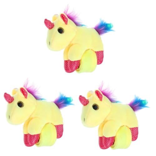 PRETYZOOM 3St Plüschring Plüsch Einhorn Armband Tierisches Handgelenkband Kuscheltier Armband Spaß Handgelenkband Spaß Armband Armbänder Slap-Bands mit Tiermotiven Partygeschenk pp Baumwolle von PRETYZOOM