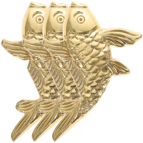 PRETYZOOM 3St reines Kupfer fischornament Geldfischstatue Feng Shui Tierfiguren Golddekor Kupferfisch Dekoration Klassische Kupferfisch Ornament Desktop-Schmuck Fisch-Modell Messing Golden von PRETYZOOM