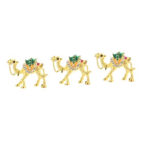 PRETYZOOM 3er-box Kamel-schmuckkästchen Kamelfigur Ornament Schmuckschatullen Aufklappbar Tierfiguren Aus Kristall Halter Für Eheringe Für Halsketten Golden Zinklegierung von PRETYZOOM