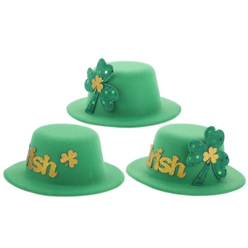 PRETYZOOM 3st Grüner Partyhut Niedliche Haaraccessoires Haarschmuck Für Mädchen Hut Haarspangen Haarschmuck Für Damen Urlaub Haarspangen St. Patrick's Day Accessoire Haarklammer Stoff Green von PRETYZOOM