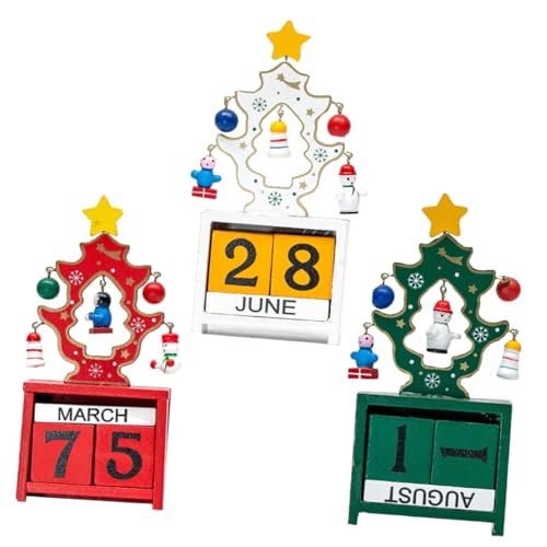 PRETYZOOM 3st Kalender Schmuck Anzeige Kippen Heim Weihnachtskalender Unterlage Digital Weihnachtsbaumkalender Aus Holz Cartoon-kalender Weihnachtsverzierung Colorful Hölzern von PRETYZOOM