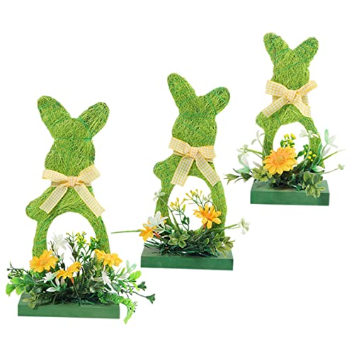 PRETYZOOM 3st Osterei-Hasen-verzierung Kaninchen Fuchsplüsch Schmuckstücke Osterhase Mooshasen- Osterdekorationen Für Den Außenbereich Cupcake-ständer Ostern Tischschild Jo Qualle Holz von PRETYZOOM