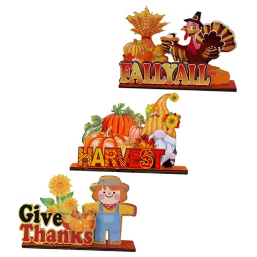 PRETYZOOM 3st Thanksgiving-Dekorationen Mittelstücke Weidenkorb Girlande Rundes Tablett Servierplatte Obstschale Deckel Abgestuft Runden Heim Teller Rattankorb Platten Tischschilder Holz von PRETYZOOM