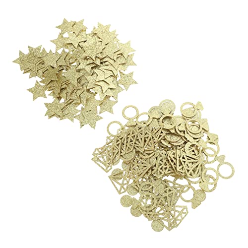 PRETYZOOM 4 Packungen Pentagramm Konfetti Gastgeschenke Für Die Braut Konfetti-dekor Für Die Hochzeit Verlobungsring Tischkonfetti Dekor Funkeln Kronenschmuck Party Konfetti Papier Golden von PRETYZOOM