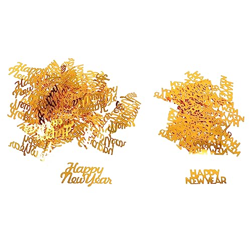 PRETYZOOM 4 Packungen frohes neues jahr pailletten neue Partei dekoratives konfetti des neuen jahres Goldrand büro dekoration bürodekoration Konfetti aus Plastik Feiertage Konfetti Golden von PRETYZOOM