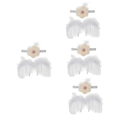 PRETYZOOM 4 Sets Engelsflügel Mädchen Haarschmuck Mädchen Babykleidung Kinderkleidung Kleinkind Stirnband Kostüme Mädchen Stirnbänder Kinderstirnbänder Outfits Für Mädchen Stirnband Weiß von PRETYZOOM