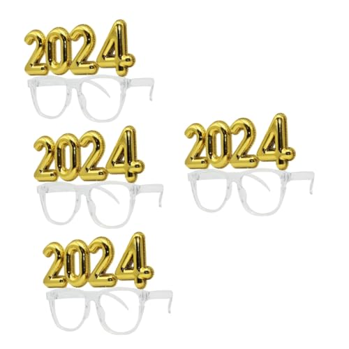 PRETYZOOM 4 Stück 2024 Brille Ovale Retro- Neujahrsparty-brillen Brille Kostüm Brillen Für Das Neue Jahr 2024 Zahlenbrille Weihnachtsbrillengestell Partybrille 2024 Golden Stk von PRETYZOOM